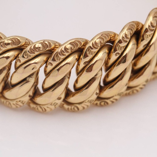 Comprar Pulsera Ancha Semi Hueca De Oro De Segunda Mano E