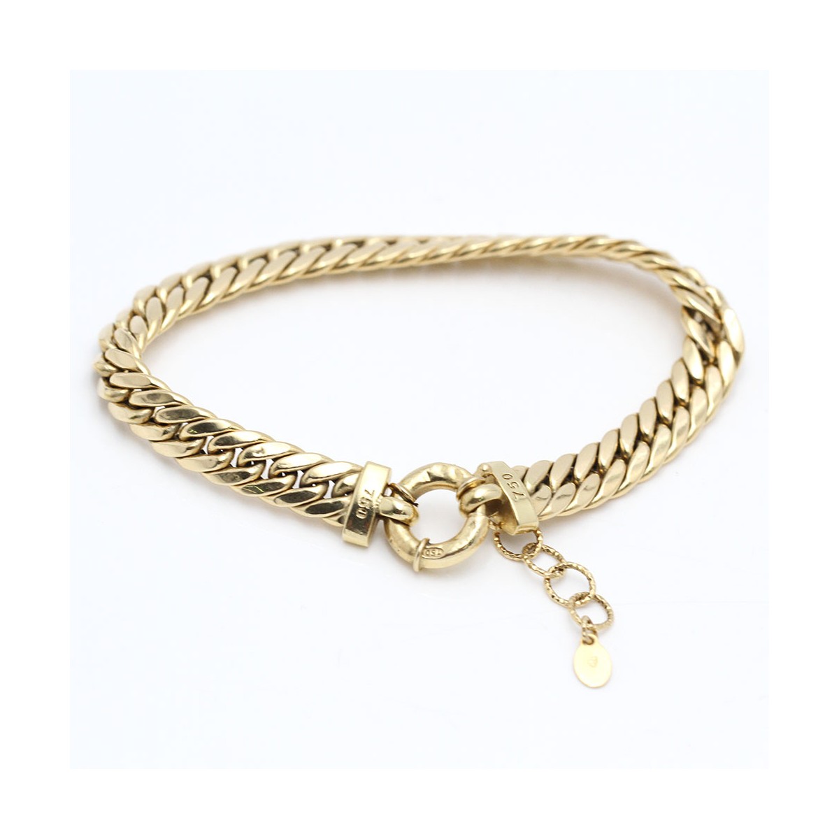 Comprar Pulsera Barbada Semi Hueca De Oro K Con Circonitas Mano