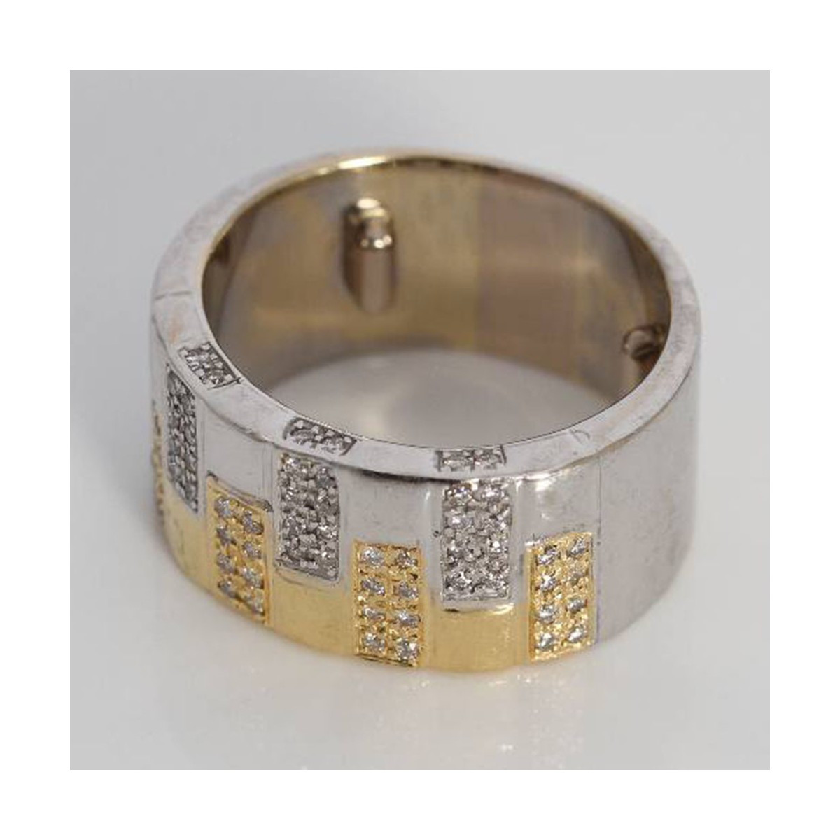 Comprar Anillo Rect Ngulos De Oro Bicolor Con Diamantes Segunda Mano E