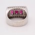 Bague rectangulaire en or, rubis et diamants d'occasion