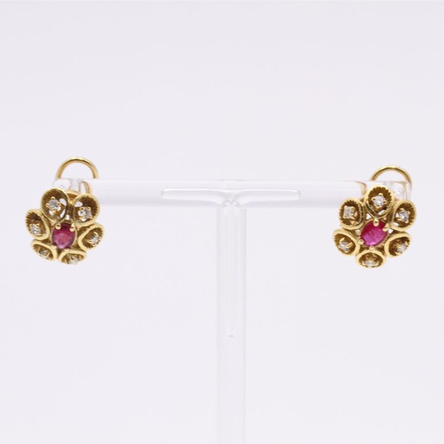 Boucles d'oreilles rosette en or avec...