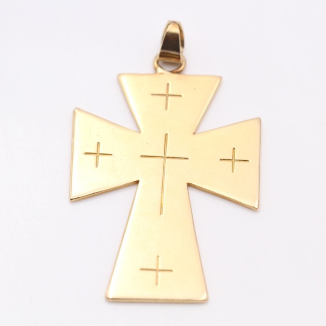 Pendentif croix sculpté en or d'occasion