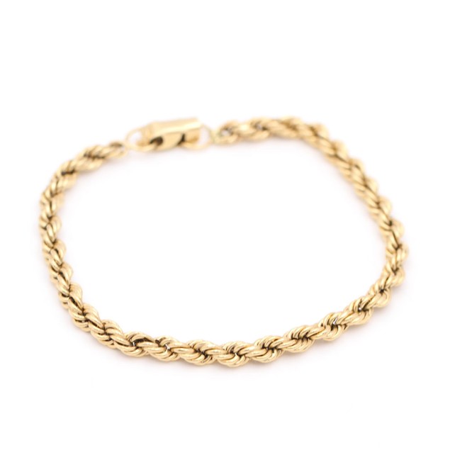 Bracelet semi creux en cordon d'or...