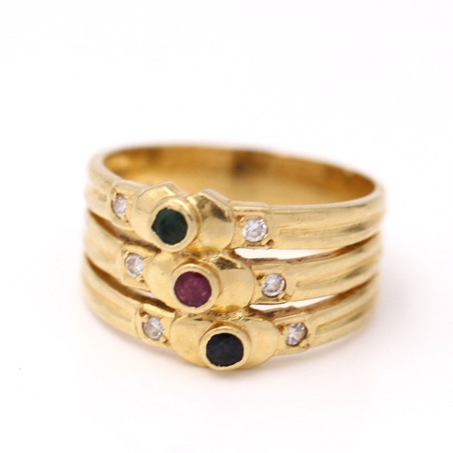 Bague trois anneaux en or 18k...