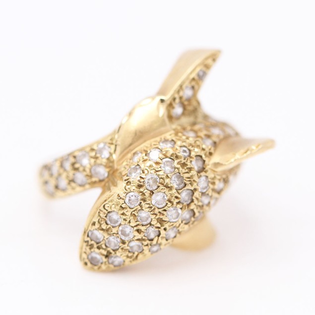 Bague dauphin en or 18k avec zircone...