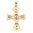 Pendentif croix en or 18 carats avec aigues-marines d'occasion