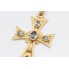 Pendentif croix en or 18 carats avec aigues-marines d'occasion