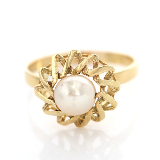 Bague en or 18k de style vintage avec...