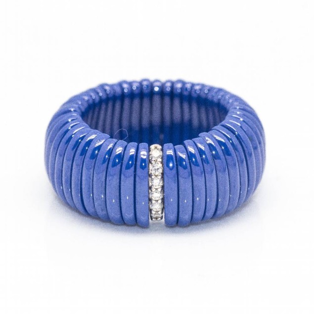 Anillo JARRETIERE Ceramica azul y...