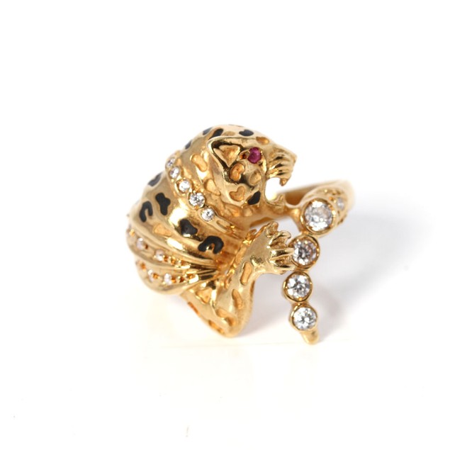 Anell lleopard d'or 18k amb...