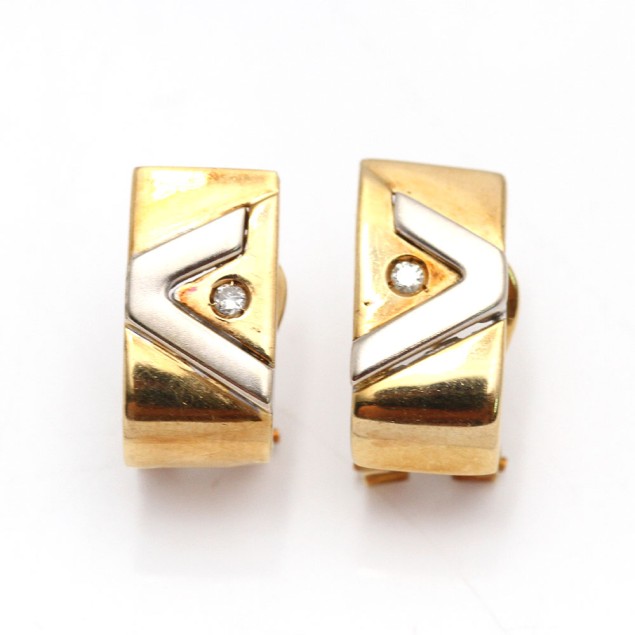 Arracades d'or bicolor 18k amb...