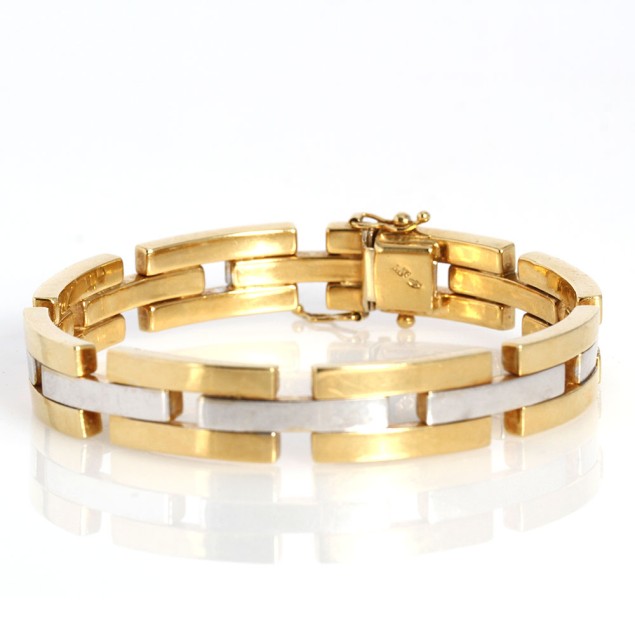 Bracelet rigide en or bicolore 18k...