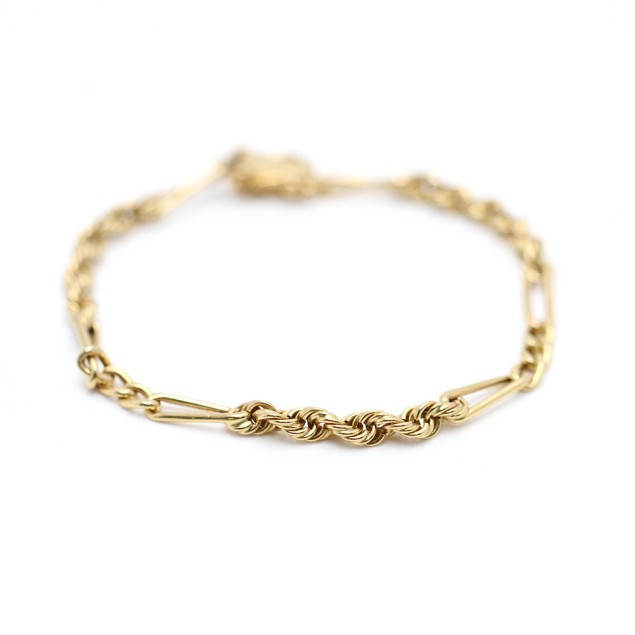 Pulsera mixta de oro de 18k de...