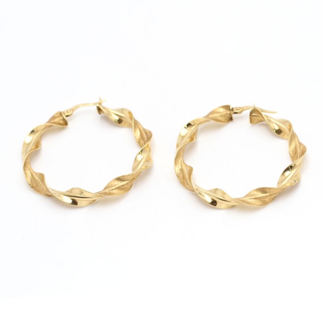 Aros rizados de oro 18k de segunda mano