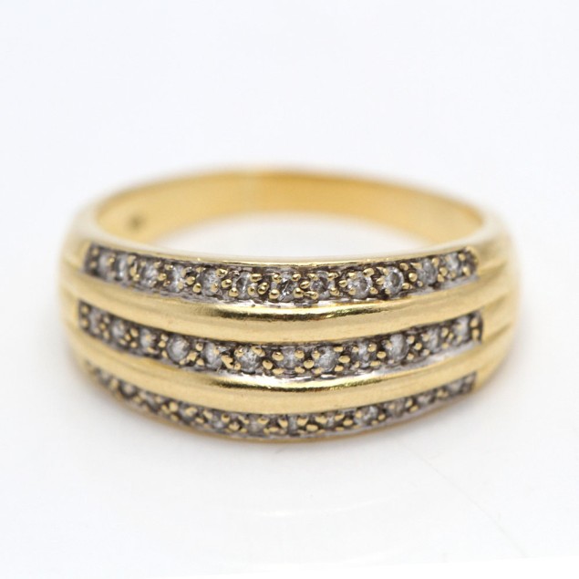 Anell 3 bandes d'or 18k amb diamants...