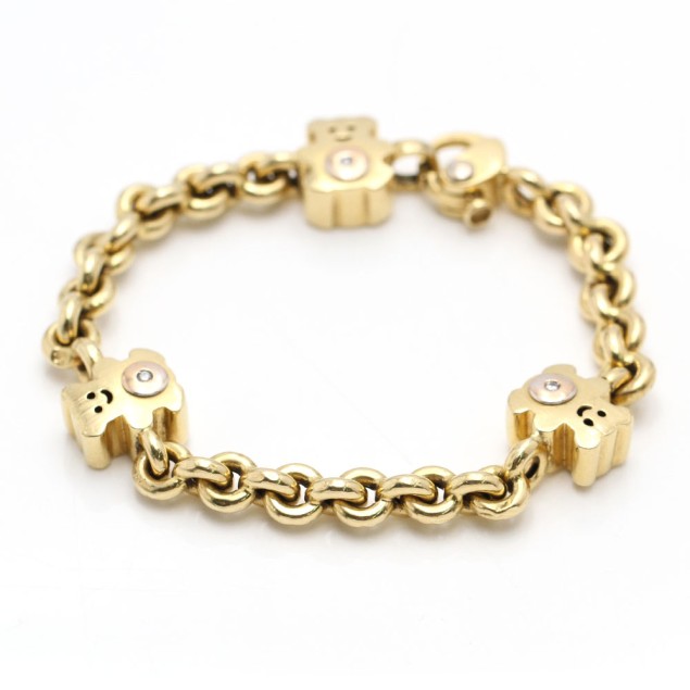 Pulsera ositos de oro 18k con...