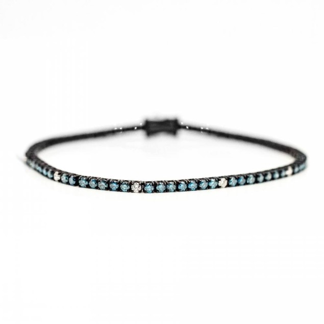 Pulsera Riviere Diamantes azules y...