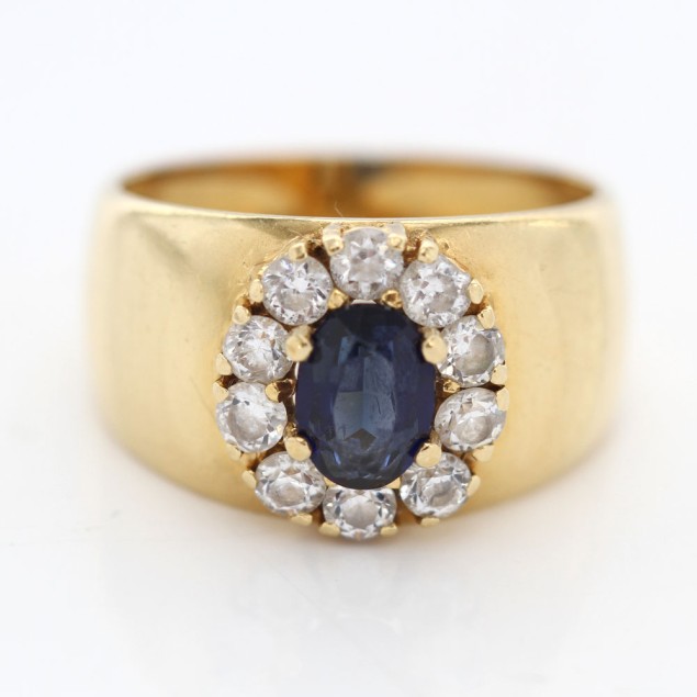 Anell ample d'or 18k amb safir i...