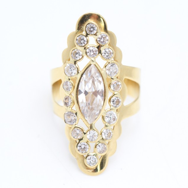 Bague navette en or 18k d'occasion...