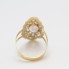 Bague navette en or 18k d'occasion avec zirconias