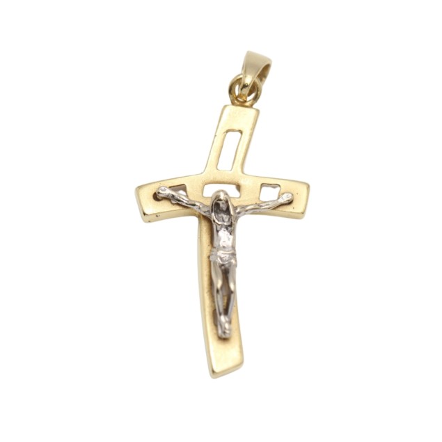 Pendentif croix en or bicolore 18k...