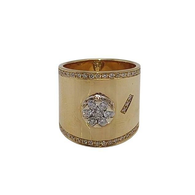 Bague fleur large en or 18k avec...