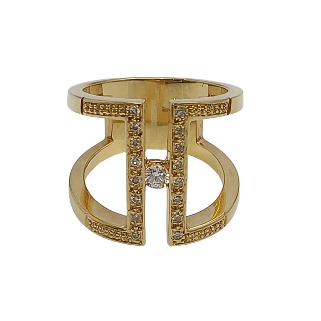 Anillo rectangular calado de oro 18k...