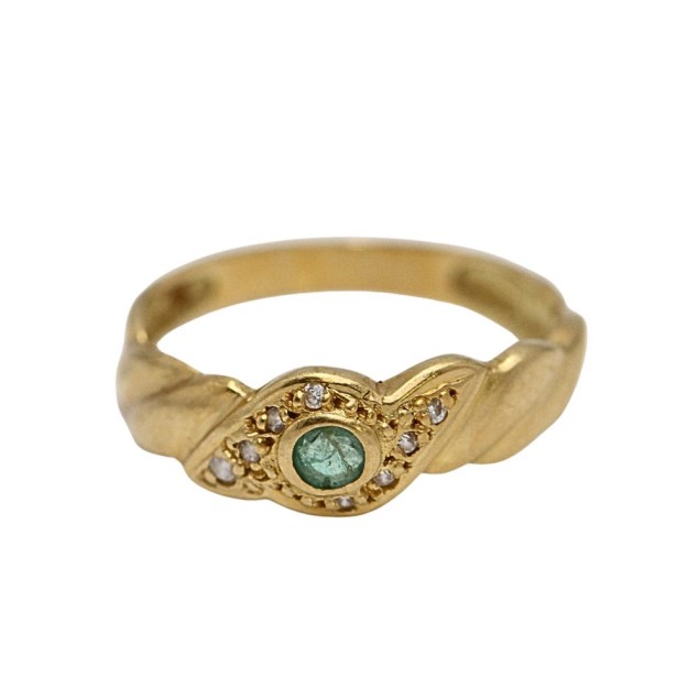 Anillo de oro 18k con esmeralda y...