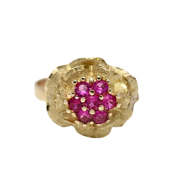 Bague fleur en or 18k d'occasion avec...