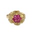 Bague fleur en or 18k d'occasion avec rubis synthétiques