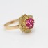 Bague fleur en or 18k d'occasion avec rubis synthétiques