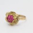 Bague fleur en or 18k d'occasion avec rubis synthétiques