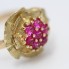 Bague fleur en or 18k d'occasion avec rubis synthétiques