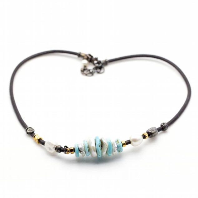 Collier MISANI en or jaune, turquoise...