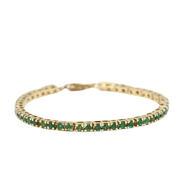 Pulsera tipo riviere de oro 18k con...