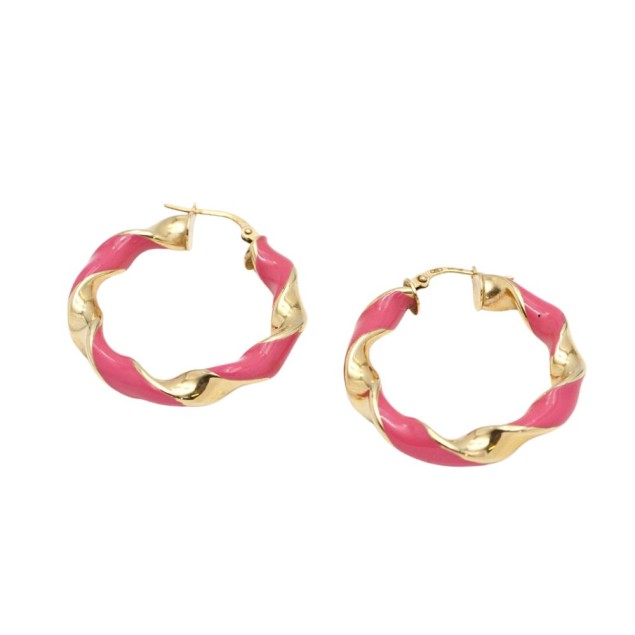 Aros rizados de oro 18k con esmalte...