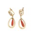 Boucles d'oreilles larme en or 18k avec corail et zircon 2ème main