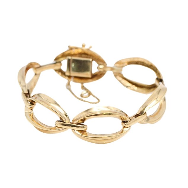 Pulsera eslabones ovalados de oro 18k...