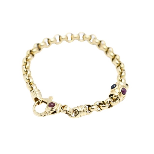 Pulsera rolo de oro 18k con rubíes y...