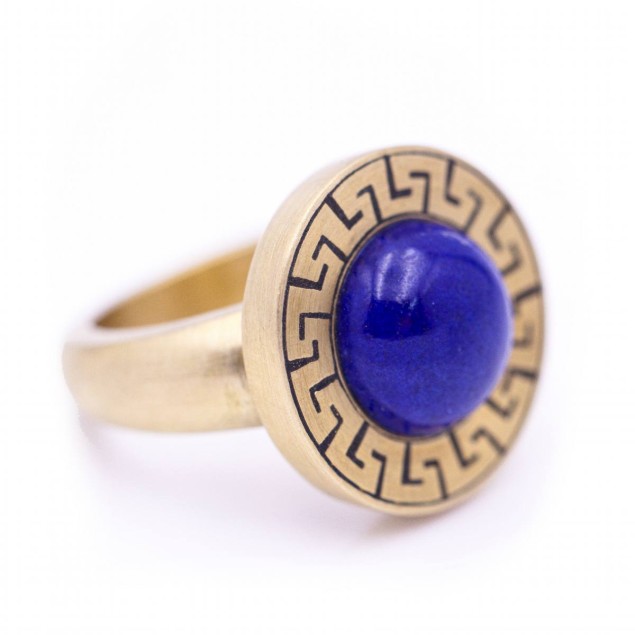 Bague AZTECA en or avec lapis-lazuli