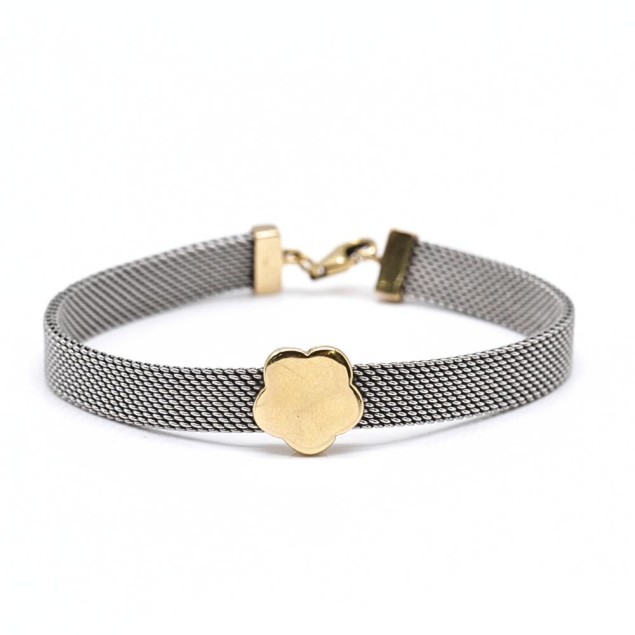 Pulsera TOUS MESH de acero y oro 18k...